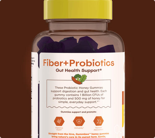 Bee Healthy fiber and probiotic honey gummies bottle
