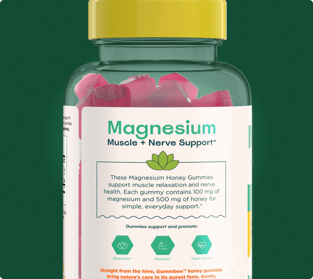 Bee Calm magnesium honey gummies bottle