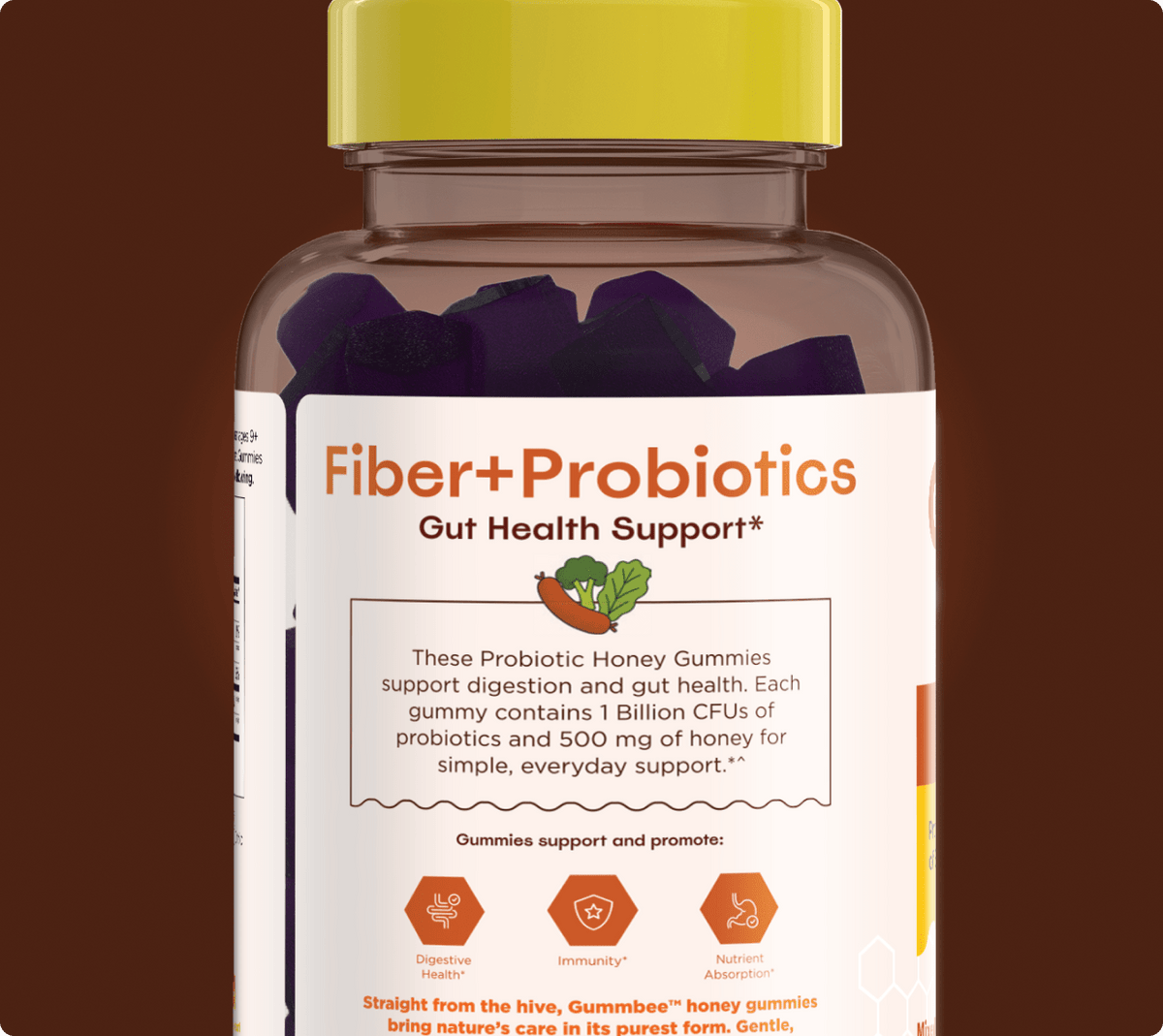 Bee Healthy fiber and probiotic honey gummies bottle
