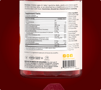 Supplement facts label for Bee Radiant hair, skin and nails honey gummies