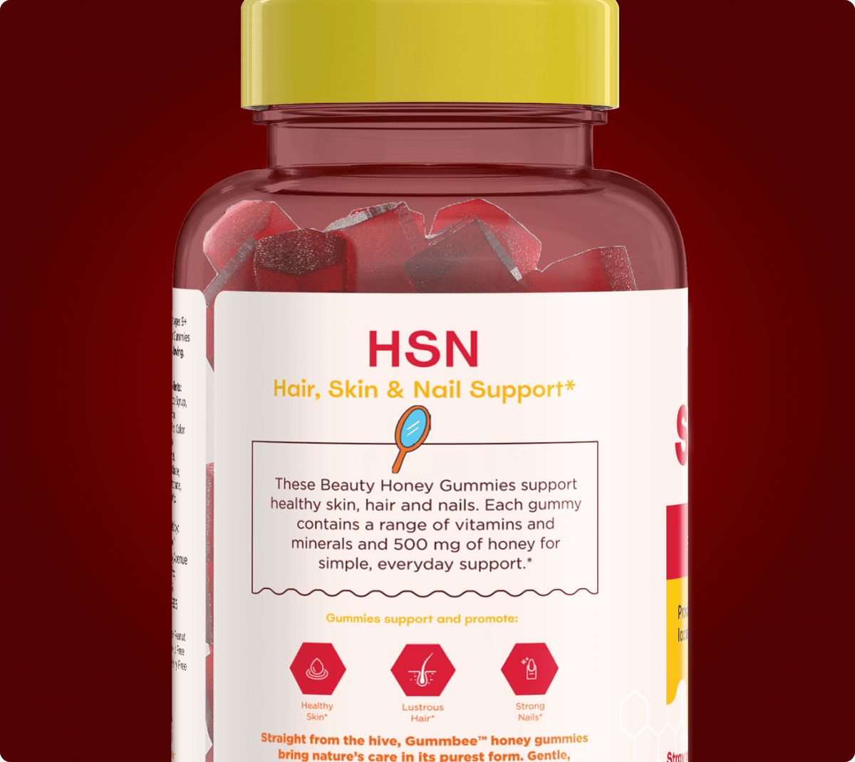 Bee Radiant hair, skin and nails honey gummies bottle