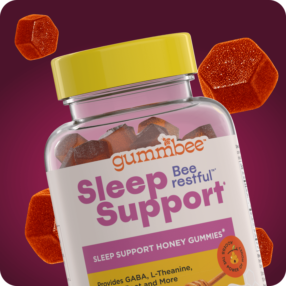 Front of the Bee Restful sleep honey gummies bottle
