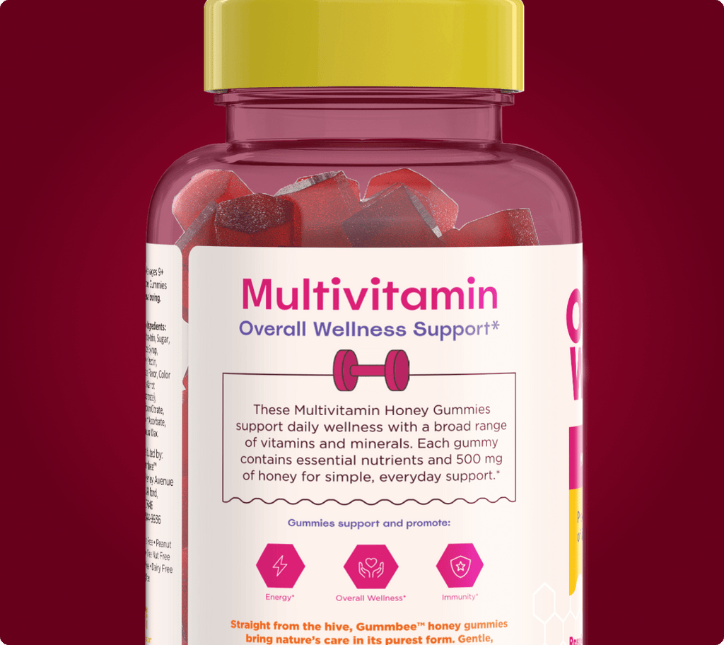 Bee Strong multivitamin honey gummies bottle